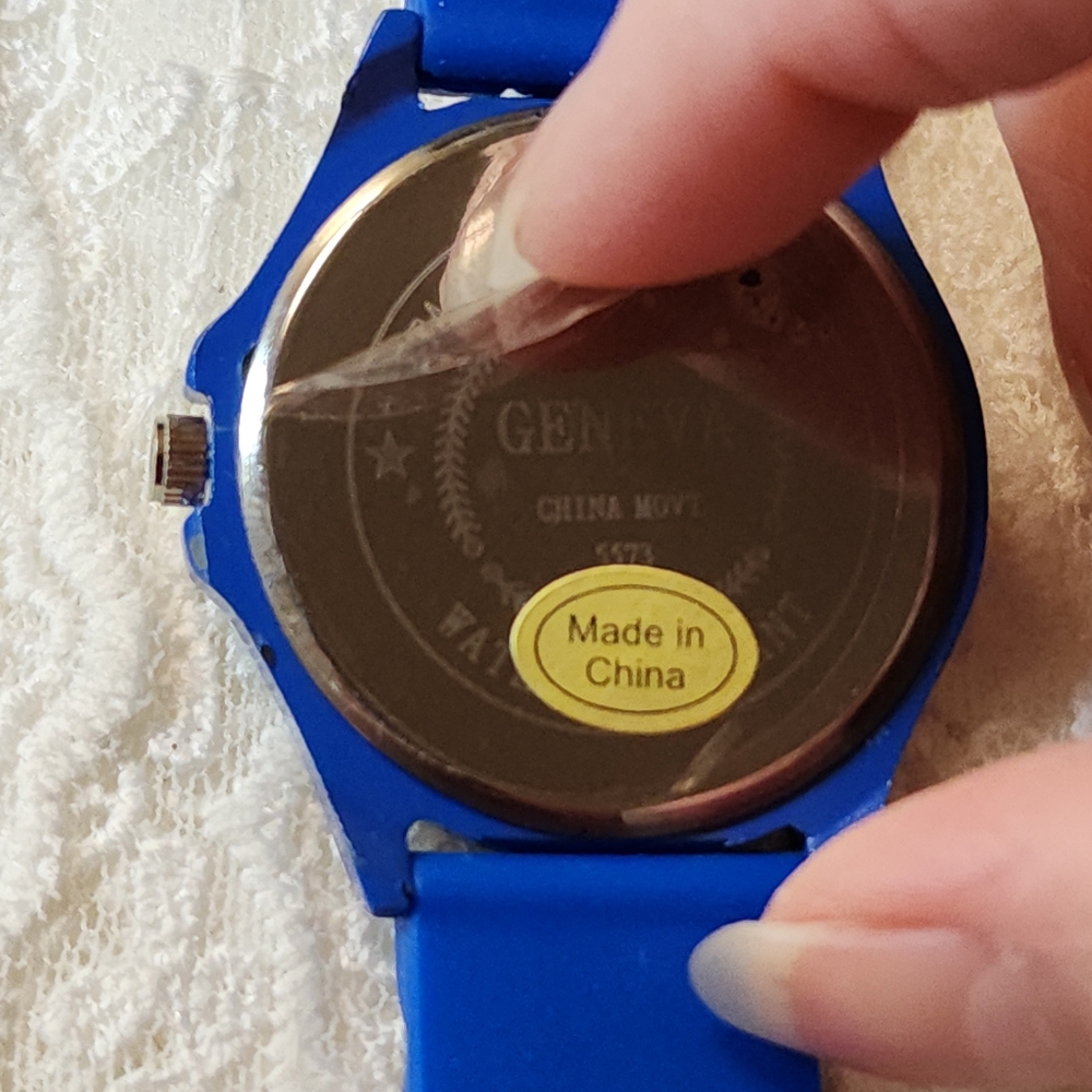 Geneva Blue Silicone Watch with Crystal Accents - Picture 15 of 15